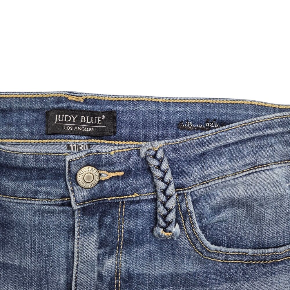 Judy Blue‎ Shauna Bootcut Jeans Womens 30 Mid Rise Braided Belt Loop - Picture 5 of 12